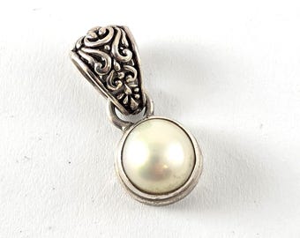Vintage Sarda Sterling Silver Cultured Mabe Pearl Necklace Pendant