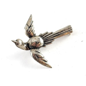 Vintage Sterling Silver Flying Bird Brooch - Darling Unique Brooch