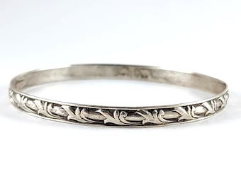 Vintage Danecraft Sterling Silver Bangle Bracelet - Fleur De Lis Design - 8"