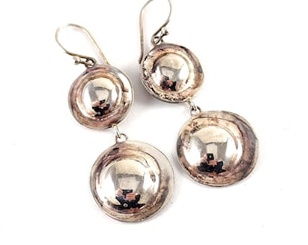 Vintage Sterling Silver Silpada Double Domed Disc Earrings - Dangle Earrings - W3375