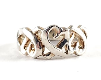 Vintage Tiffany & Co. Paloma Picasso Sterling Silver Loving Heart Band Ring - Size 6