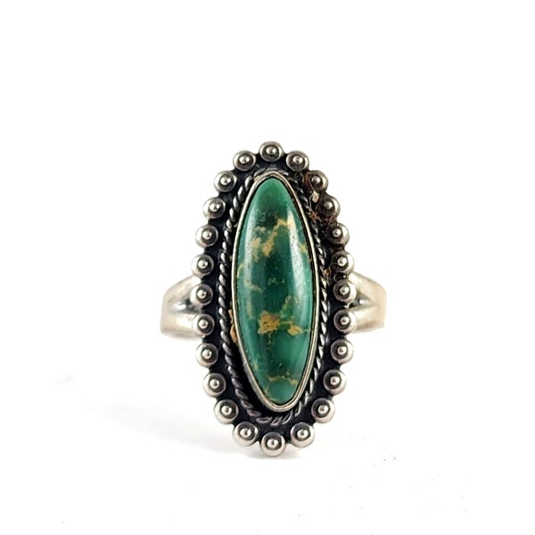 Vintage JT Sterling Silver Green Chrysocolla Ring - Southwestern Jewelry - Size 5.75