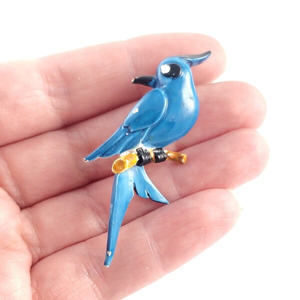 Vintage Weiss Blue Bird Brooch Pin - Swallow Bird Pin - Estate Costume Jewelry