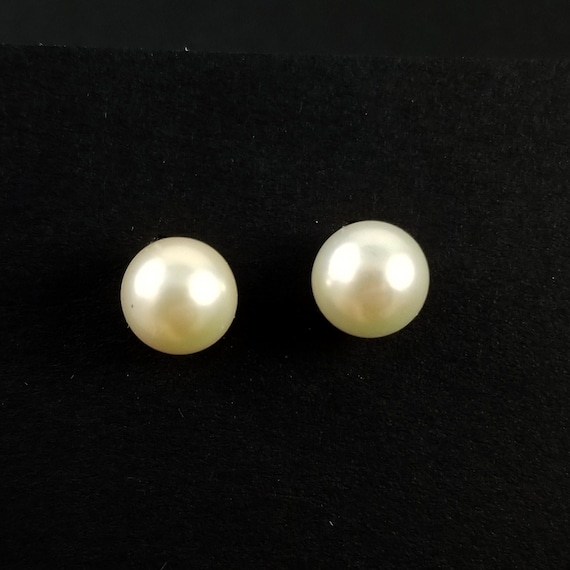 14K Gold Pearl Stud Earrings - Vintage Pearl Studs