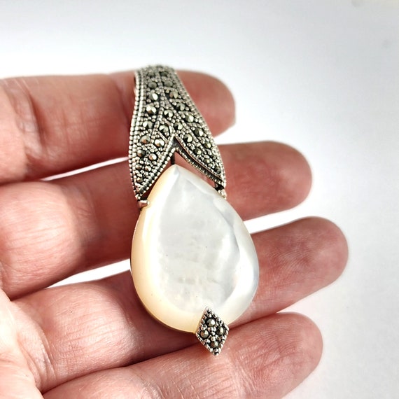 Vintage Sterling Silver Mother of Pearl and Marca… - image 4