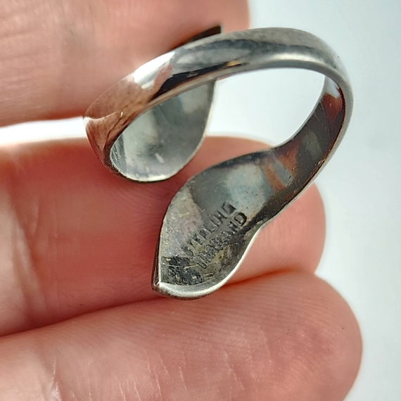 Vintage Sterling Silver Enamel Flower Ring - Adju… - image 6