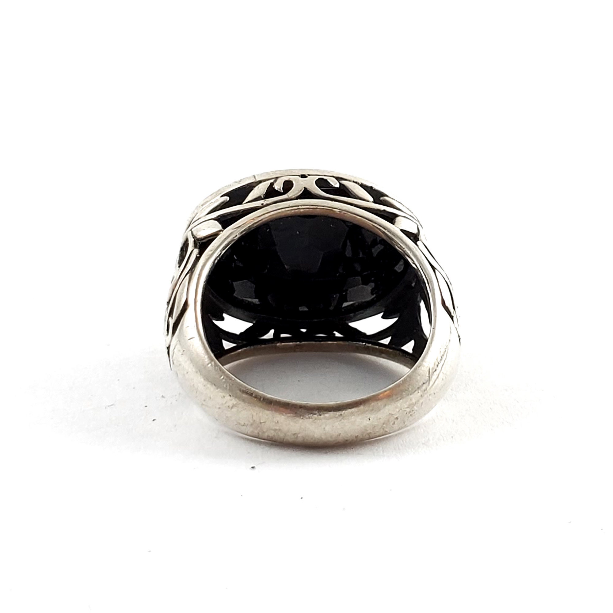 Vintage Sterling Silver Black Stone Ring Size 8 Estate Etsy