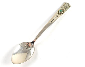 Vintage Bell Trading Post Sterling Silver Thunderbird and Turquoise Demitasse Spoon
