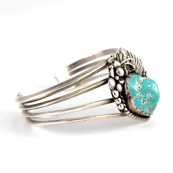 Vintage Old Pawn Silver Leaf Turquoise Cuff Bracelet … - Gem