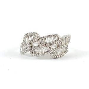 Vintage Sterling Silver Faux Diamond Cocktail Ring - Silver Cocktail Ring - Estate Jewelry - Size 6.25