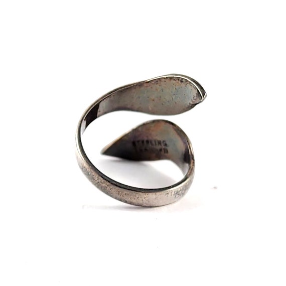 Vintage Sterling Silver Enamel Flower Ring - Adju… - image 3