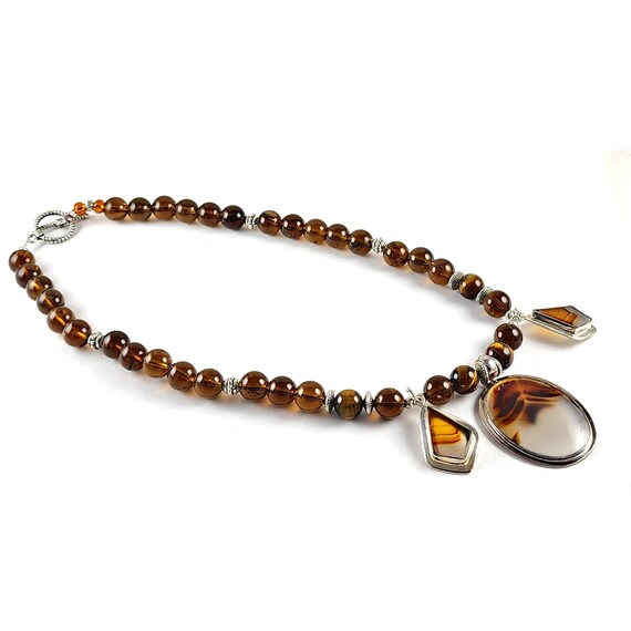 Vintage Artisan Sterling Silver & Tigers Eye and … - image 2