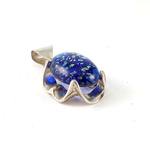 Vintage Sterling Silver Dichroic Glass Mexican Ne… - image 2