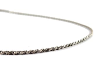 Vintage Sterling Silver 20" Twisted Rope Chain Necklace - Heavy Silver Chain - Estate Jewelry