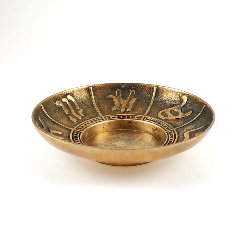 Vintage Brass Korean Brass Bowl Dish With 7 Symbols Etsy
