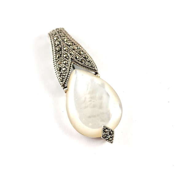 Vintage Sterling Silver Mother of Pearl and Marca… - image 1