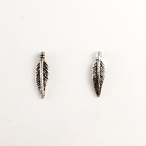 Vintage Tiny Sterling Silver Feather Earrings - Dainty Silver Stud Earrings