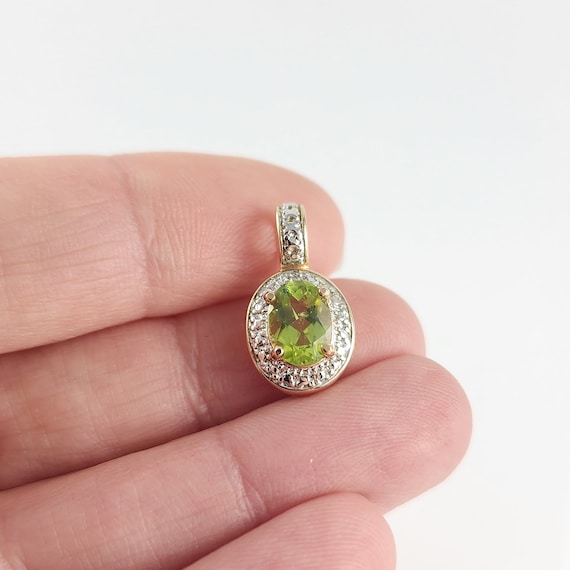 Vintage Sterling Silver Gold Vermeil Peridot & Di… - image 4