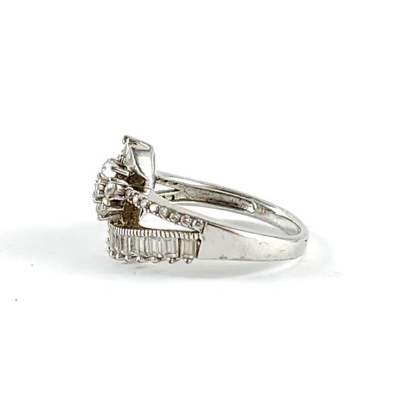 Vintage Sterling Silver Faux Diamond Ring - Mod S… - image 2