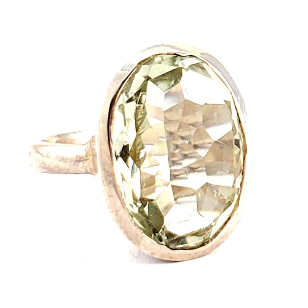 Vintage Lemon Quartz Cocktail Ring Yellow Quartz Gemstone Estate