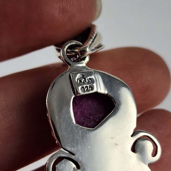 Vintage Sterling Silver Raw Ruby Slice Spiral Nec… - image 6