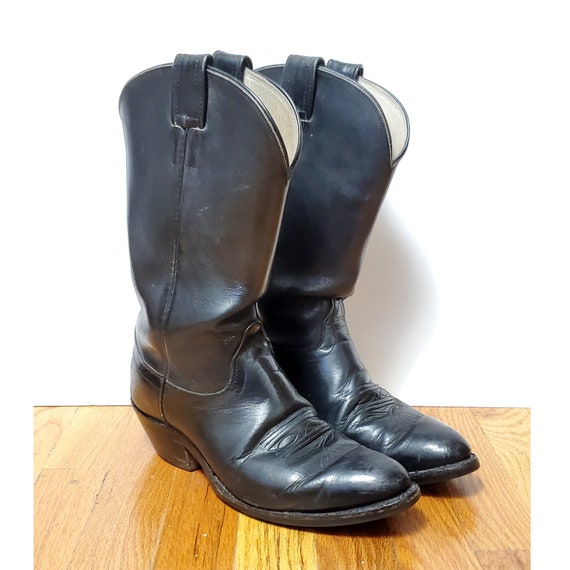 Vintage Men's  Abilene Black Leather Cowboy Boots… - image 1