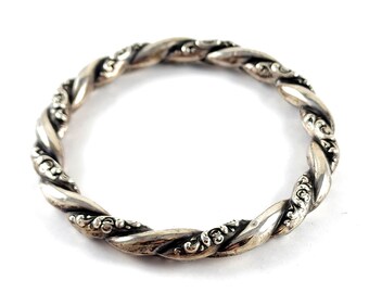 Silver Twist Bangle, Spiral Bracelet, Solid Silver Stacker
