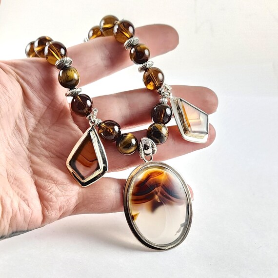 Vintage Artisan Sterling Silver & Tigers Eye and … - image 4