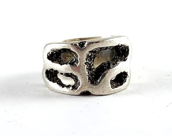 Vintage Cast Sterling Silver Abstract Modernist Statement Ring - Size 6.5 - Estate Jewelry