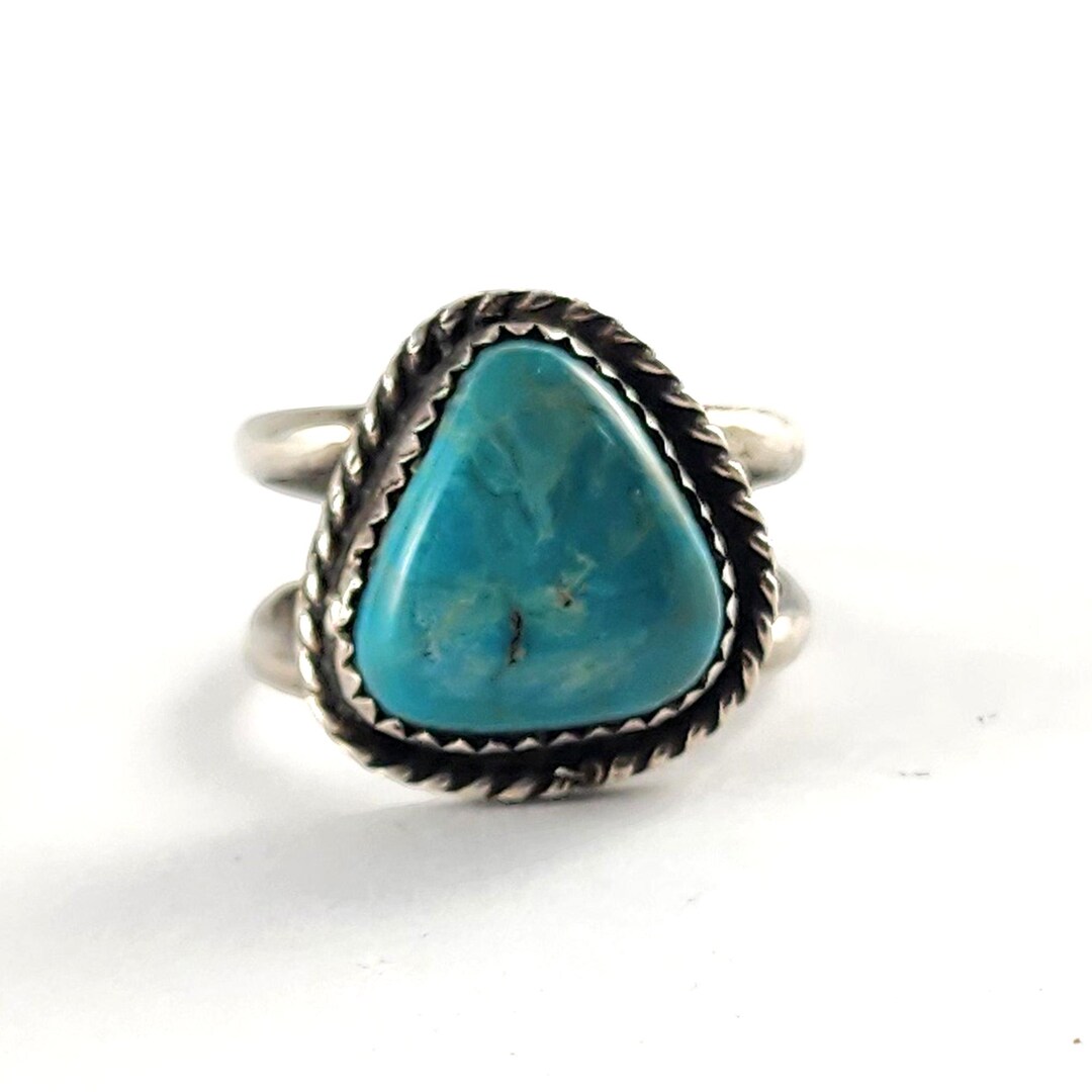 Vintage Signed Navajo Sterling Silver & Turquoise Ring - Size 5.5 - Etsy