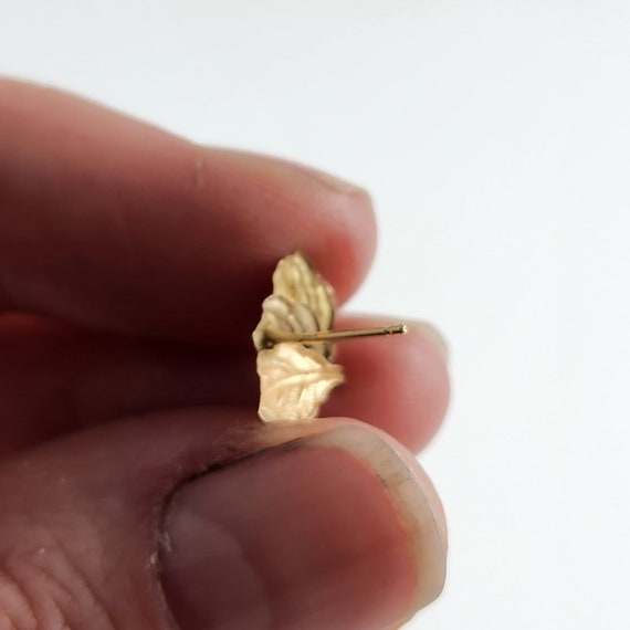 Vintage 14K Rose and Yellow Gold Leaf Stud Earrin… - image 5