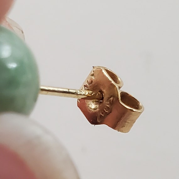 14K Solid Gold Green Chrysoprase  Earrings - 14K … - image 4