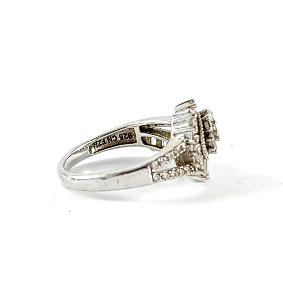 Vintage Sterling Silver Faux Diamond Ring - Mod S… - image 4