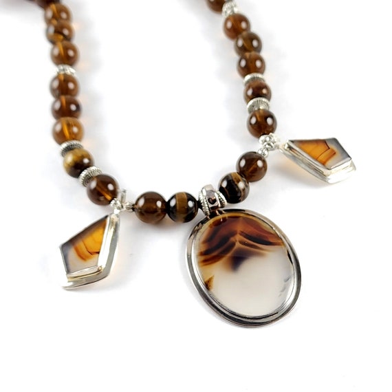 Vintage Artisan Sterling Silver & Tigers Eye and … - image 1