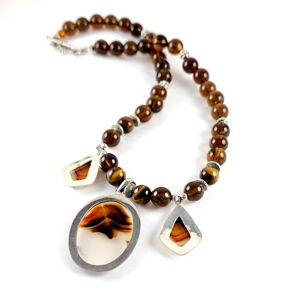 Vintage Artisan Sterling Silver & Tigers Eye and … - image 3