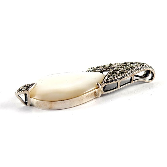 Vintage Sterling Silver Mother of Pearl and Marca… - image 3