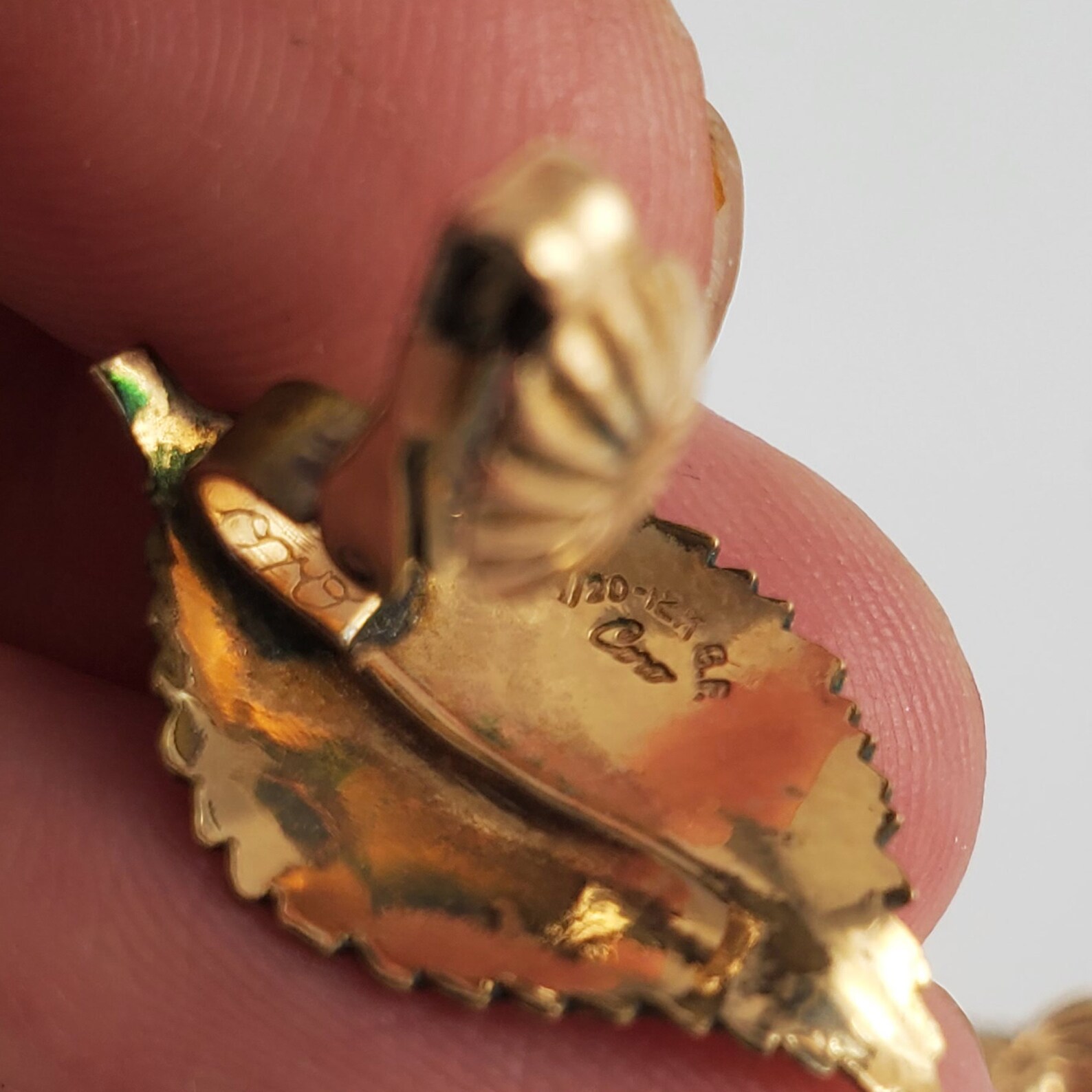 Peachy Yellow Glitter Sugar Earrings Rhinestones Leaf Clip On by Coro main image 0