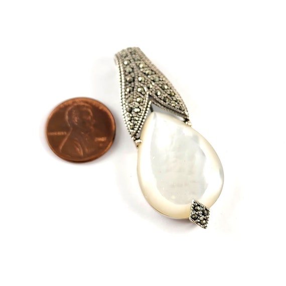 Vintage Sterling Silver Mother of Pearl and Marca… - image 2