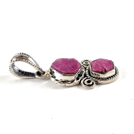 Vintage Sterling Silver Raw Ruby Slice Spiral Nec… - image 3