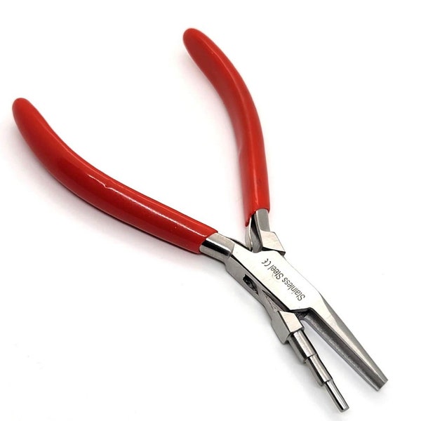 Forming Pliers 3 Step Three Round Nose & Concave Pliers 5.5" for Wire Bending Looping, Vinyl Handle, Stainless Steel