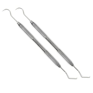 Stainless Steel Oral Dental Teeth Tooth Cleaning Dentist Scaler Scraper Pick Probe Tool Calculus Plaque Floss Remover Flossing 2 Pack Set