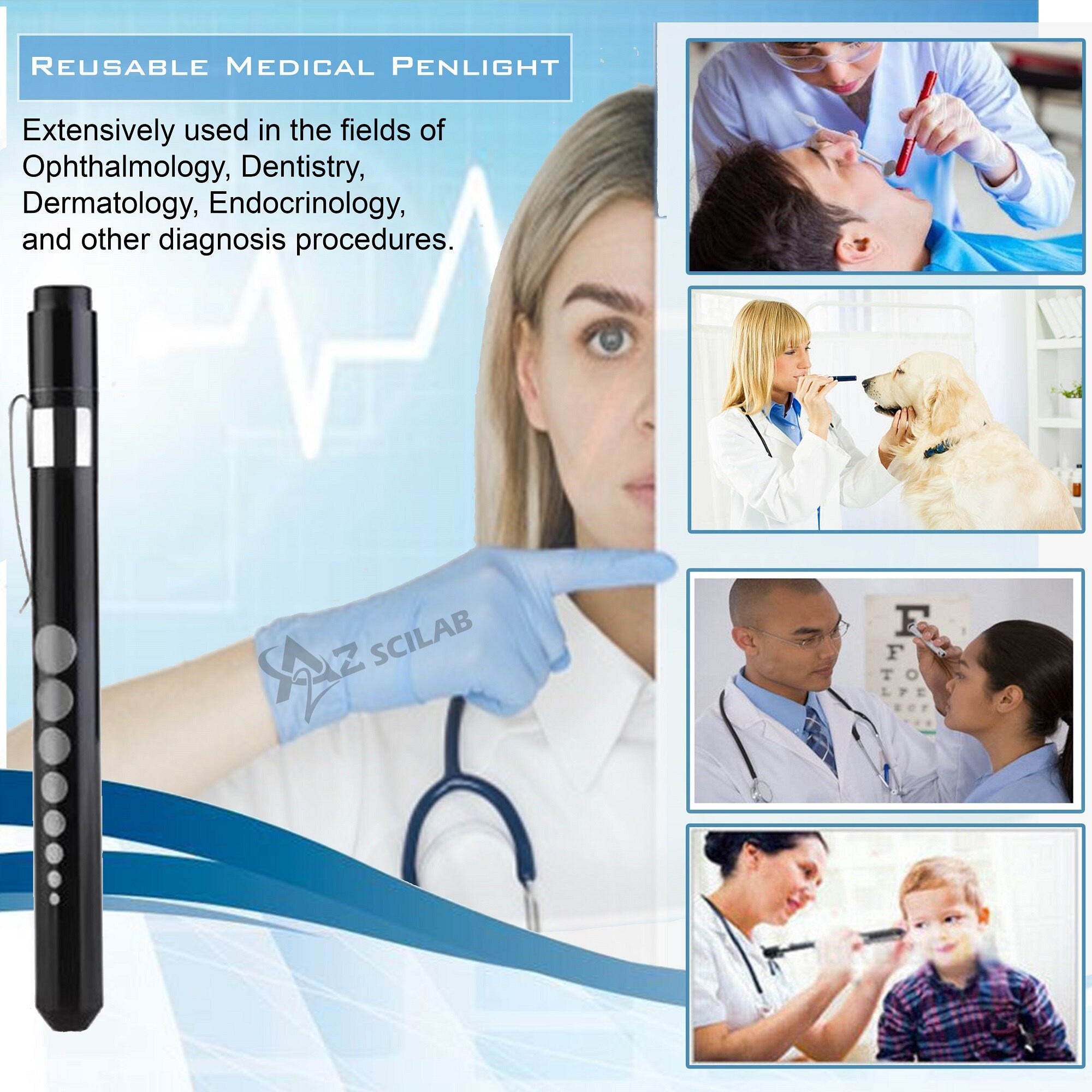 Custom Logo Diagnostic Medical Pen Torch Light Penlight with Pupil Gauge LED Medical Penlight for Doctor Nurse