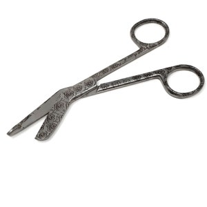 Lister Bandage Scissors 5.5&quot; EMT Gift First Aid Shears Engraved Rose Garden Pattern