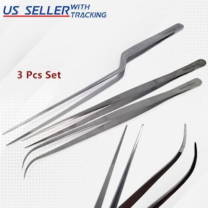 Large Kitchen Tweezers Food Culinary Decoration Tongs Set of 3 Pcs 12&quot; Long Precision Serrated Stainless Steel Chef Tools for Plating Decor