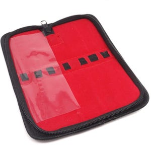 Zippered Storage Organizer Bag Carrying Case Multi-Tool Utility Pouch 7.5"Lx8"W, Faux Leather, 7 Slots, Ideal for Daily Use, Office, Camping