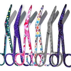 Vet Tech Nurse Appreciation 6 Pcs Bandage Scissors 5.5&quot; with Colorful Coated Patterns, Nurse Thank You, Vet Technician Appreciation Week