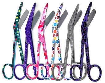 Vet Tech Nurse Appreciation 6 Pcs Bandage Scissors 5.5" with Colorful Coated Patterns, Nurse Thank You, Vet Technician Appreciation Week