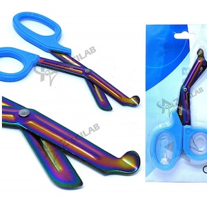 Himmelblauer Griff mit Multi-Regenbogen-Farbklinge 7,5 &quot;Trauma-Schere für ER-Krankenschwestern, Sanitäter, Feuerwehrleute, Ersthelfer, Edelstahl