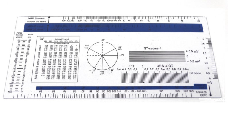 ecg ekg ruler card heart beat reference guide for