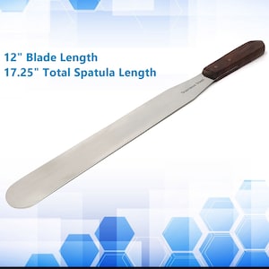 Large Icing Spatula with Wooden Handle Cake Knife 12&quot; Polished Stainless Steel Blade Cake Spatula Cooking Baking Kitchen Gifts for Her Him